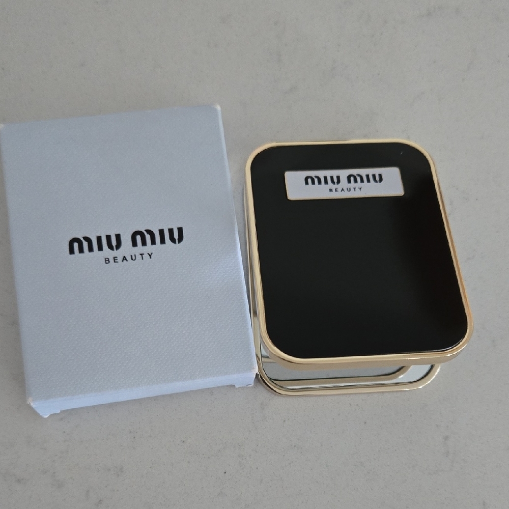 New In Box Miu Miu Mirror Black & Blue  Gold Dual Sided Mirror Magnify ☆LAST ONE